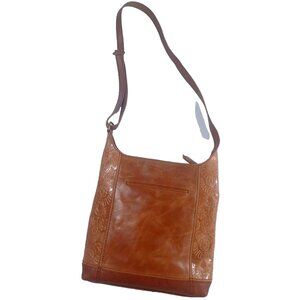 The Sak De Young Floral Embossed Tobacco Leather Shoulder Bag Crossbody …